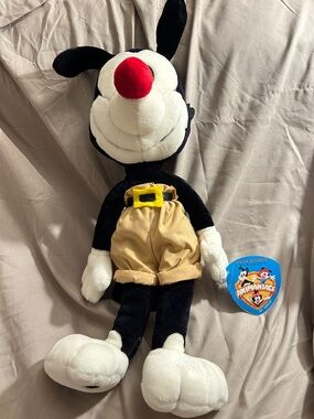 Warner bros Animaniacs Yakko Plush - Black, White & Red with Tan Shorts